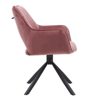 Chaise de bureau pivotante de style nordique, revêtement en velours rose, chaise pivotante latérale, chaise de salle à manger avec pieds en métal noir