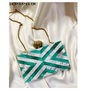 Quality Handicrafts Designer Resin <b>Blue</b> Dot Women <b>Clutch</b> <b>Bag</b> Pearl Decoration Bridal <b>Wedding</b> Evening Party Birthday Gift Travel - Product Image 6