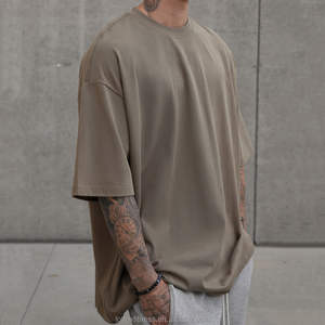 เสื้อยืดทรงสลิมฟิต คอริงเกอร์ ผ้าคอตตอนหนานุ่ม แห้งเร็ว ไหล่ตก ความยาวปกติ สำหรับผู้ชาย - Product Image 1