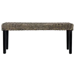 Banco de Madera de Mango Sólido con Ratán Kubu Natural, Muebles de Comedor de Ratán Negro Natural - Product Image 2