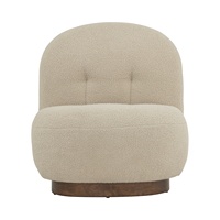 Fauteuil d'appoint/détente moderne en tissu polyester doux marron beige, avec dossier robuste et pieds en bois de caoutchouc noyer, idéal pour salon, hôtel, chambre à coucher