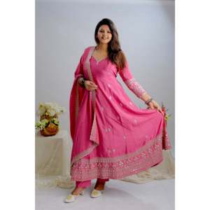 Designer <b>Modest</b> <b>Sets</b> Embroidered Pent and Dupatta Gown with Sequence Work - Product Image 6