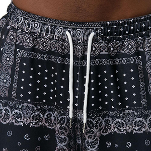 <b>Men's</b> Black <b>Bandana</b> Print Sweatpants Elastic Waist Drawstring Casual Jogger Pants With Side Pockets Breathable Midweight - Product Image 6