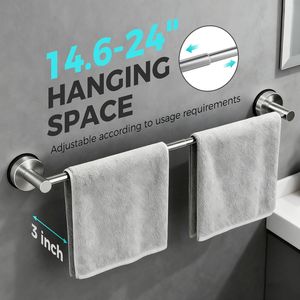 Portasciugamani da Bagno Regolabile da 14,6 a 24 Pollici in Acciaio Inox con Ventosa, Porta Asciugamani da Parete Moderno - Product Image 1