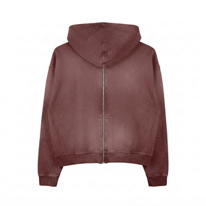 420 GSM Premium 100% Cotton <b>Fleece</b> Acid Wash <b>Brown</b> Men's Loose Fit Pullover Eco-Friendly Custom Screen Print Embroidery Logo - Product Image 2