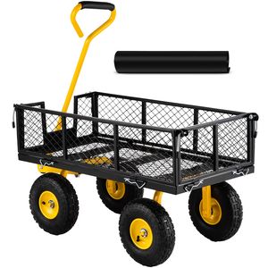 Carrello da Giardino in Acciaio Resistente con Capacità di 227 kg, Convertibile in Carrozzina Metallica 180 con Lati in Rete Rimovibili - Product Image 1