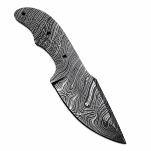 Cuchilla en Blanco Hecha a Mano Personalizada para Cuchillo de Caza Skinner, Hoja Recta con Punta Caída, Acero de Damasco de Grado Industrial, 8 Pulgadas de Largo - Product Image 1