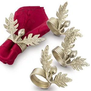 Modern Leaf Shape Eco-Friendly Napkin Rings Zinc Alloy Durable Party Table Decoration 5 Cm Width Lavie Creations - Product Image 1