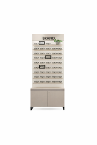 Modern Optical Back <b>Wall</b> Display <b>Unit</b> Wooden Eyewear Rack Retail Showroom <b>Wall</b> Shelving with <b>Storage</b> Cabinet Minimal Design - Product Image 4