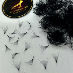 ขนตาปลอมแบบพัดสำเร็จรูป คุณภาพพรีเมียม ทำมือ 0.05 0.07 แคชเมียร์ 10D 14D 20D ก้านสั้น - Product Image 1