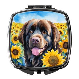 Newfoundland Sunflowers Compact Travel Makeup <b>Mirror</b> Folding <b>Handheld</b> Pocket Decorative <b>Mirror</b> for Women and Girls Gift - Product Image 1