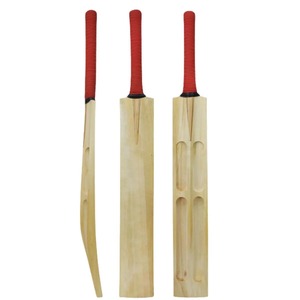 Batte de cricket classique en bois avec poignée rouge, design durable pour l'entraînement et le jeu au cricket - Product Image 3
