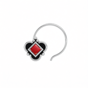Indian Mores 925 Sterling Silver Square Shape Cup Setting <b>Nose</b> Pin <b>Stud</b> for Women Girls - Product Image 3
