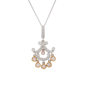 Colgante con diseño de diamante de corte redondo único y minimalista de 1.20 quilates, chapado en oro de 14 quilates y rodio, unisex, para uso diario. - Product Image 2