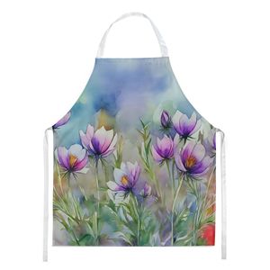 South Dakota Pasque Flowers Watercolor Unisex Large Multicolor <b>Apron</b> <b>for</b> Adults <b>for</b> <b>Cooking</b> Gardening Crafts Kitchen Server - Product Image 1