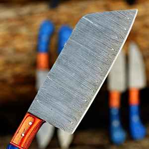 Ensemble de 5 couteaux de chef en acier Damas faits à la main avec étui, outils de cuisine de qualité supérieure, couteaux à légumes artisanaux - Product Image 4