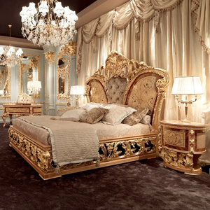 Juego de Muebles de Dormitorio de Lujo con Acabado Dorado, Diseño de Mariposa, Estilo Europeo, Tamaño King, en Madera de Caoba, con Almacenamiento - Product Image 2