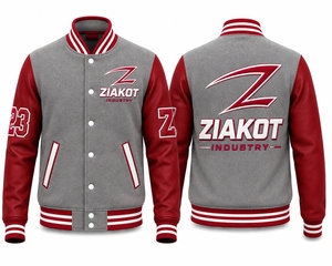 ZIAKOT Men's Gray Black Varsity Jacket With Letter Print Turn-<b>down</b> Collar Regular Fit Autumn Wear - Product Image 6