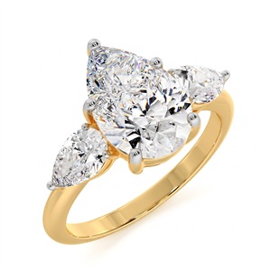 Bague de luxe en or plaqué 18K 14K avec trois diamants en forme de poire de 3 carats, diamant cultivé en laboratoire, bijoux élégants, cadeau pour femme, cadeau de mariage - Product Image 3