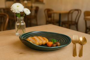 Premium Restaurant Food Presentation with Modern <b>Ceramic</b> <b>Plate</b> Presentation on a Dark Green <b>Ceramic</b> <b>Plate</b> - Product Image 3