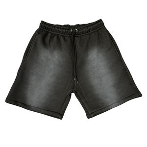 Shorts décontractés unis en coton 100% écoresponsable, délavés à l'acide et imprimés en relief, pour hommes et femmes, personnalisables FLP GEARS - Product Image 1
