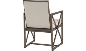 Sillón Moderno de Ratán Natural de Lujo con Cojín Tapizado en Lino Cómodo y Respaldo en X de Madera - Product Image 4