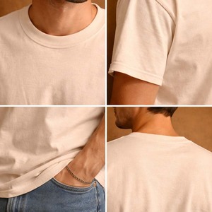 เสื้อยืดผู้ชายผ้าฝ้ายถักแบบเรียบสีเบจ สไตล์ลำลอง ทรงโอเวอร์ไซส์ แห้งเร็ว ระบายอากาศดี เหมาะสำหรับฤดูร้อน ขายส่ง - Product Image 6