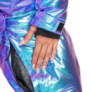 Traje de Esquí Metálico Holográfico Personalizado de una Pieza para Mujer, Impermeable, Cortavientos, Aislado, con Capucha de Piel Sintética, Mono de Snowboard para Invierno - Product Image 6
