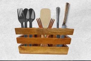 Porte-couverts en bois écologique, forme rectangulaire, boîte à compartiments multiples, ustensiles de cuisine, vaisselle, au meilleur prix - Product Image 2