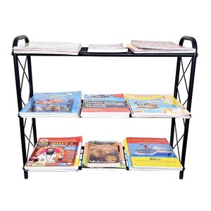 Modern Iron Tiered Bookcase 3-<b>Shelf</b> Freestanding Metal <b>Shelf</b> <b>Industrial</b> Style Home Furniture Living Room Storage Rack - Product Image 4