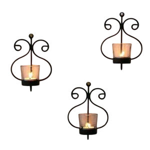 High Quality Black Iron Tea <b>Light</b> Candle <b>Wall</b> <b>Sconces</b> <b>Wall</b> Mounted Candle Holder Tealight Candlestick Holders For <b>Wall</b> Decor - Product Image 2