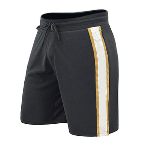 Shorts de boxe bleus pour hommes avec ceinture blanche et bande latérale, séchage rapide, extensibles, respirants, en polyester, pour arts martiaux - Product Image 1