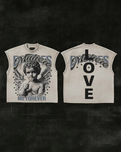 Camiseta Corta Personalizada de Corte Holgado, Camiseta Gráfica de Manga Corta para Hombre, Estilo Urbano con Dobladillo Desgastado, Impresión DTG Personalizada Disponible - Product Image 1
