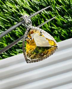 TASBIYA GEMS Women's Natural <b>Citrine</b> Gemstone 925 Sterling Silver Minimalist Solitaire <b>Pendant</b> Gold Rhodium Plating Third Party - Product Image 1