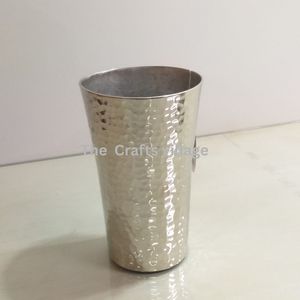 Vase en métal argenté, finition martelée texturée, vase décoratif pour table, décoration élégante pour la maison, centre de table, accent décoratif, cadeau - Product Image 5