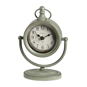Horloge de table vintage européenne en métal, horloge de bureau sur piétement vert patiné, cadran rétro Paris, horloge de table silencieuse, décoration antique pour la maison - Product Image 1