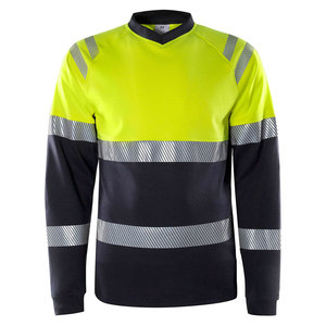 OEM Long Sleeve Construction Worker Traffic Road Cleaner Safety Clothes Reflective Hi Vis Workwear T-Shirts - Product Image 1