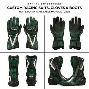 Traje de Cuero Personalizado para Motociclismo de Competición, Equipo de Protección para Pistas, Guantes, Botas y Calzado OEM al por Mayor - Product Image 4