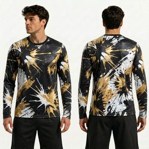 เสื้อโพลีเอสเตอร์แขนยาว Gold Splash สำหรับออกกำลังกาย วิ่ง เทรนนิ่ง และกีฬาต่างๆ แบบซับลิเมชั่น - Product Image 1