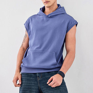 Hot Sale Good Quality Blank Pullover Men's Sleeveless <b>Hoodies</b> Oversize Sleeveless Hoodie for Gym <b>Workout</b> - Product Image 3