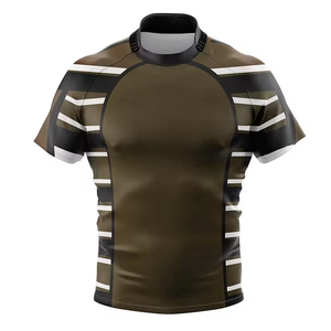 Maillot de rugby personnalisé de qualité supérieure à manches courtes, ajustement réglable, 100 % polyester, directement de l'usine, pour équipes et clubs - Product Image 2