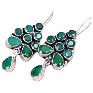 Pendientes Colgantes de Latón Plateado con Amatista Estilo Bohemia, Hechos a Mano con Gema Facetada para Mujer - Product Image 1