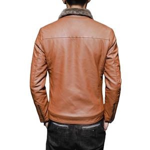 Latest New Style Classic O-Neck Hooded Leather Jacket Men's <b>Warm</b> Winter Casual Outdoor <b>Waterproof</b> Breathable Streetwear Front - Product Image 5