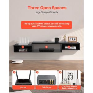 Mobile TV Sospeso Moderno da 59 Pollici con Centro Intrattenimento a Parete, Presa di Corrente e Foro per Cavi, Comodo Ripiano TV Sospeso con Spazio di Archiviazione - Product Image 4