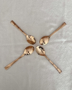 Vintage <b>Brass</b> Flatware Set High Mirror Polish <b>Dishwasher</b> <b>Safe</b> Wedding Tableware Metal <b>Cutlery</b> with Bamboo Handle Design - Product Image 5
