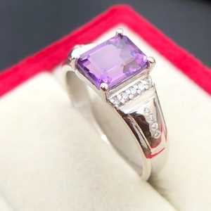 Luxury Amethyst <b>Ring</b> Bezel Setting <b>925</b> Sterling <b>Silver</b> Natural Purple Birthstone Wedding & Party Gift - Product Image 2