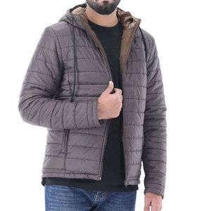 Chaqueta Bomber con Capucha para Hombre, Color Gris Oscuro, Cierre de Cremallera, Resistente al Viento, Ropa de Invierno Informal, 100% Poliéster, Corte Regular - Product Image 5