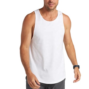 New 2026 Logo Cotton Knitted Breathable Workout Fitness Tank <b>Top</b> Lightweight Soft Gym <b>White</b> Plain Blank Men's Running Casual - Product Image 1