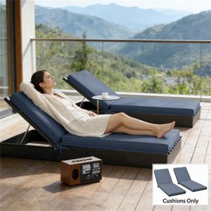 Cuscino Blu Cielo per Sedia da Terrazzo a Due Pezzi, Cuscino di Ricambio per Sedia Relax da Giardino, Solo Cuscini per Esterni - Product Image 1