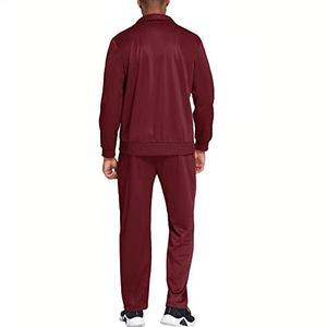 Men Tracksuit Set Solid Color Full <b>Zip</b> <b>Hooded</b> Jacket With Side Pockets Breathable Polyester Casual Wear Autumn Sportswear - Product Image 2